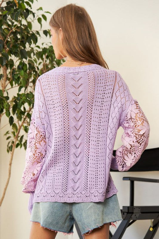 Lavender Lace buy Sleeved Sweater