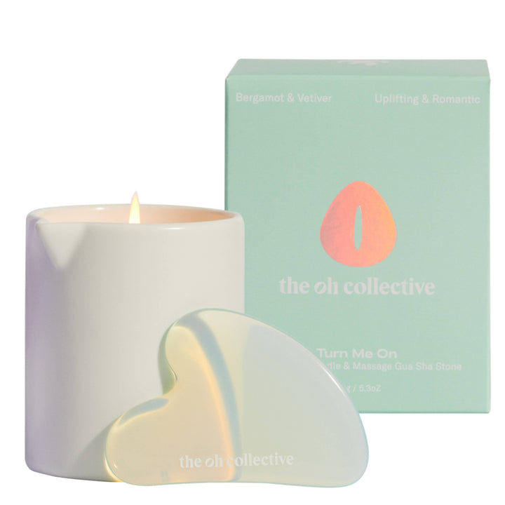 The Oh Collective - Turn Me On | 150ML Massage Candle with Gua Sha Massage Stone