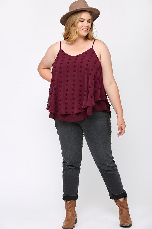 Plus size Uragiri Woven Dot Fabric Cami Top