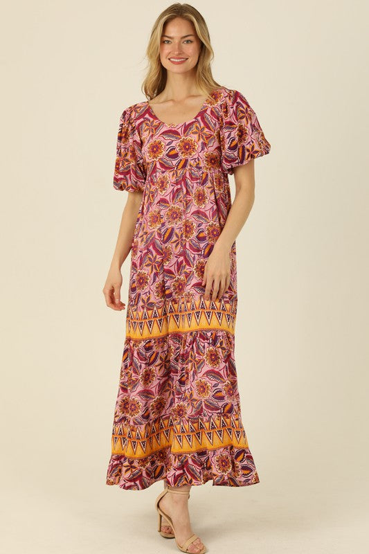 Floral Puff Sleeve Tiered Maxi Dress – Sofi Stella Women's & Children's  Boutique