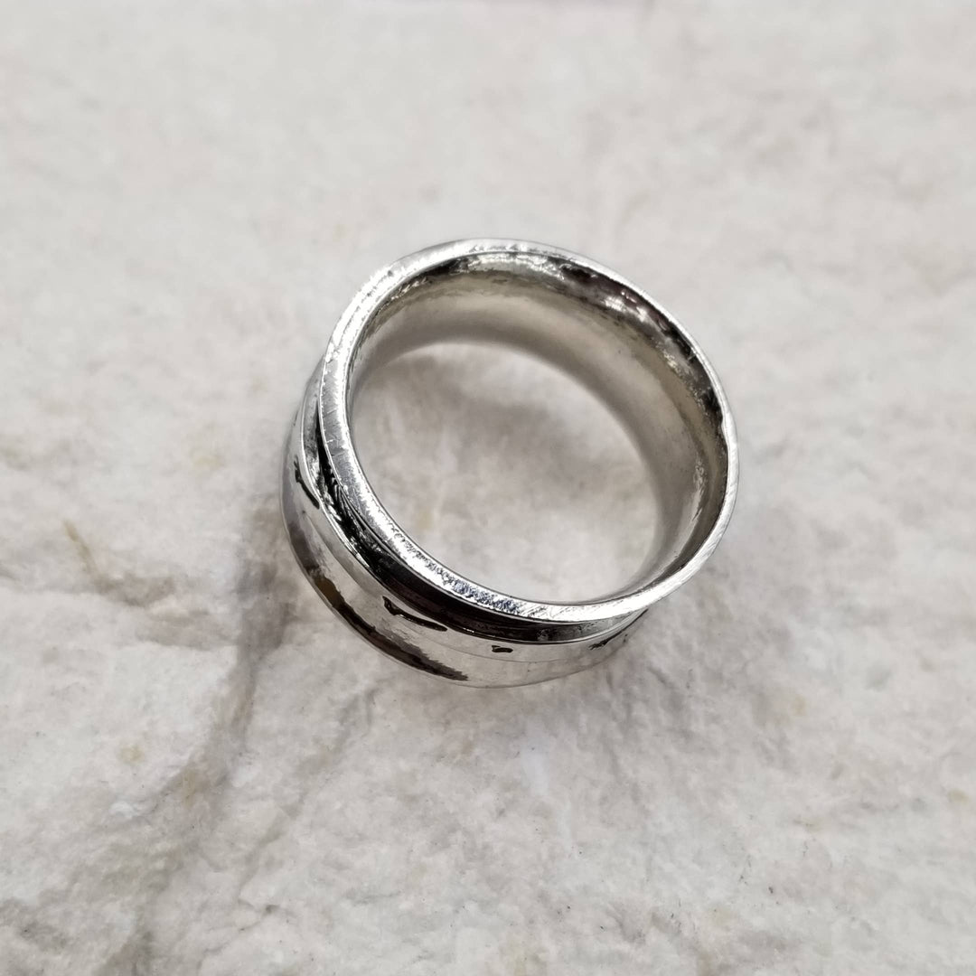 Carved Dandelion Fidget Ring in Silver