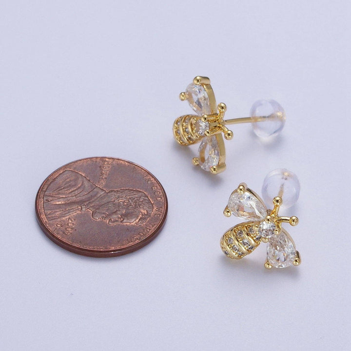 Aim Eternal - Bumble Queen Bee Cubic Zirconia Gold Stud Earrings