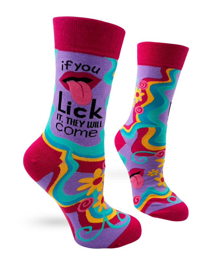 Fabdaz - If You Lick it They Will Come Funny Women's Crew Socks