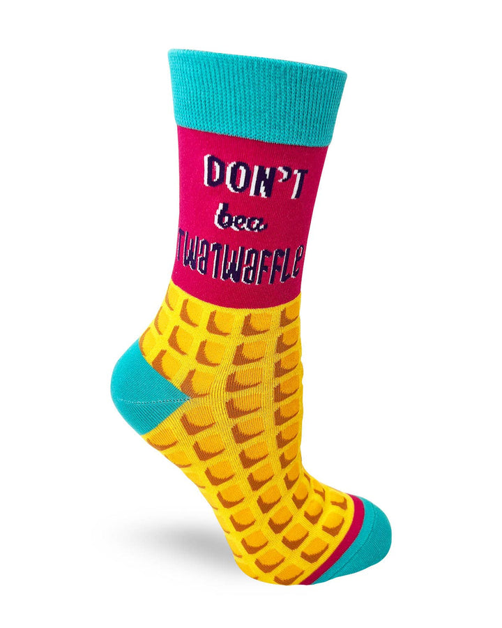 Fabdaz - Funny ladies' crew socks with saying "Don't Be a Twatwaffle"