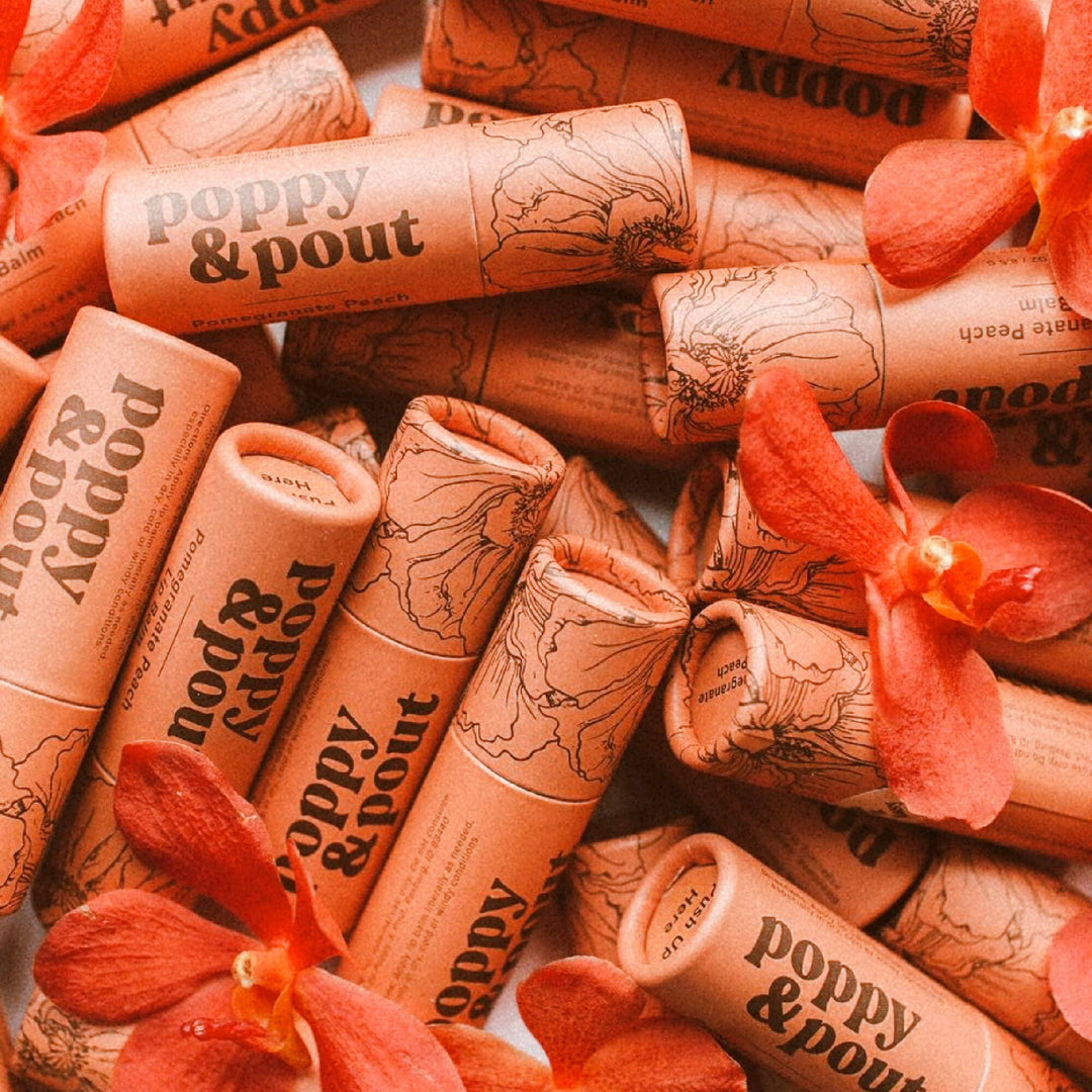 Poppy & Pout Lip Balm- Pomegranate Peach