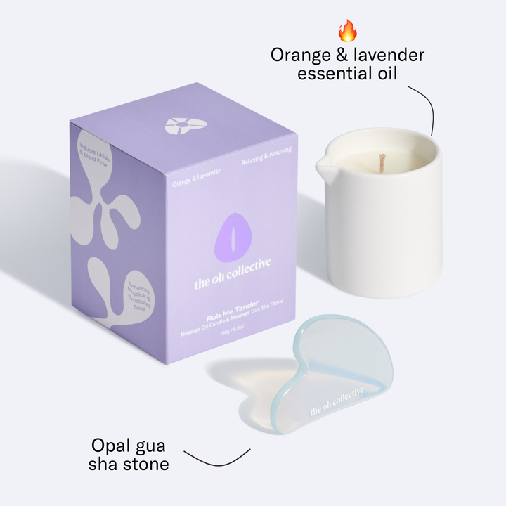 The Oh Collective - Rub Me Tender | Natural Massage Oil Candle with Gua Sha