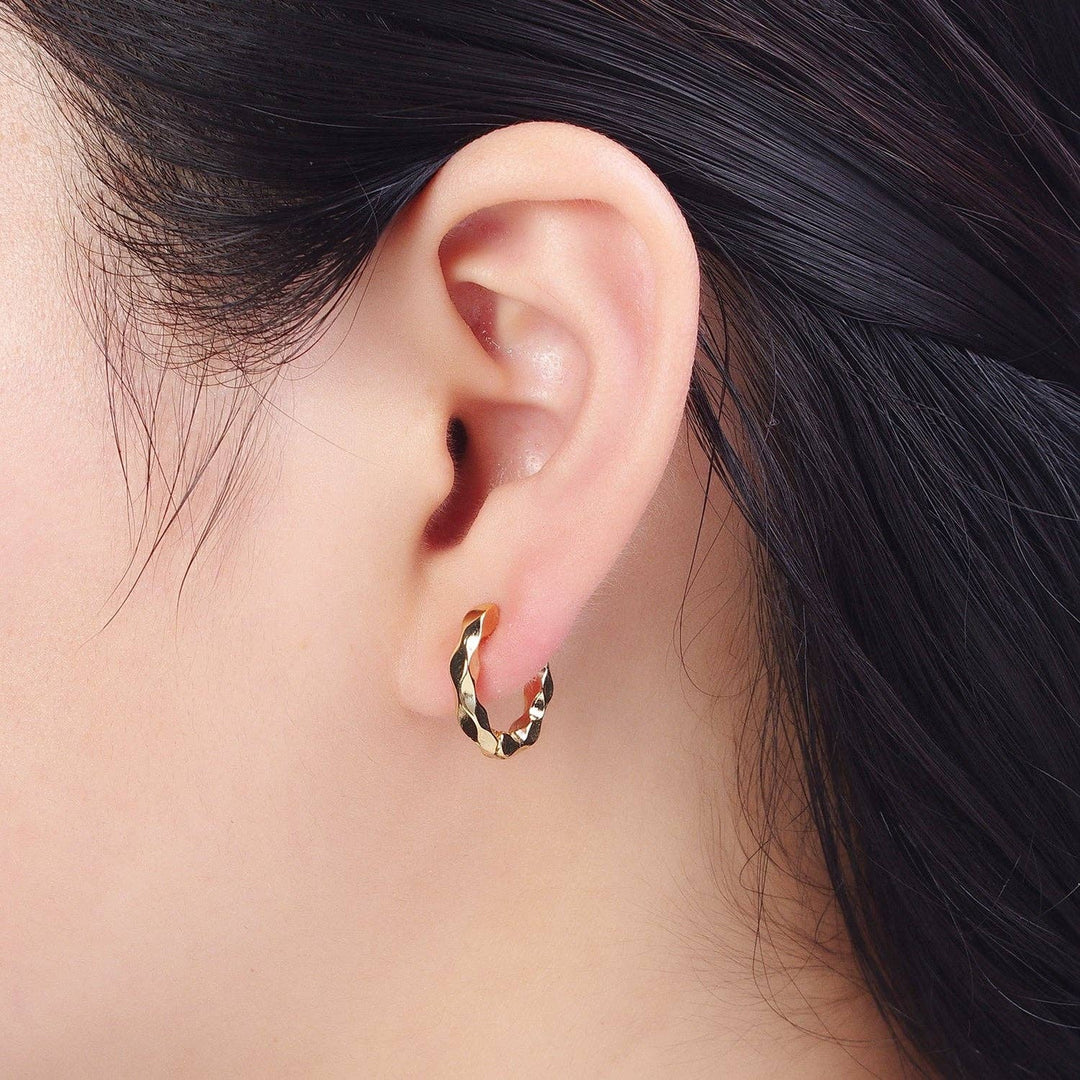 Aim Eternal - Twist Geometric Gold Huggie Hoops Earrings