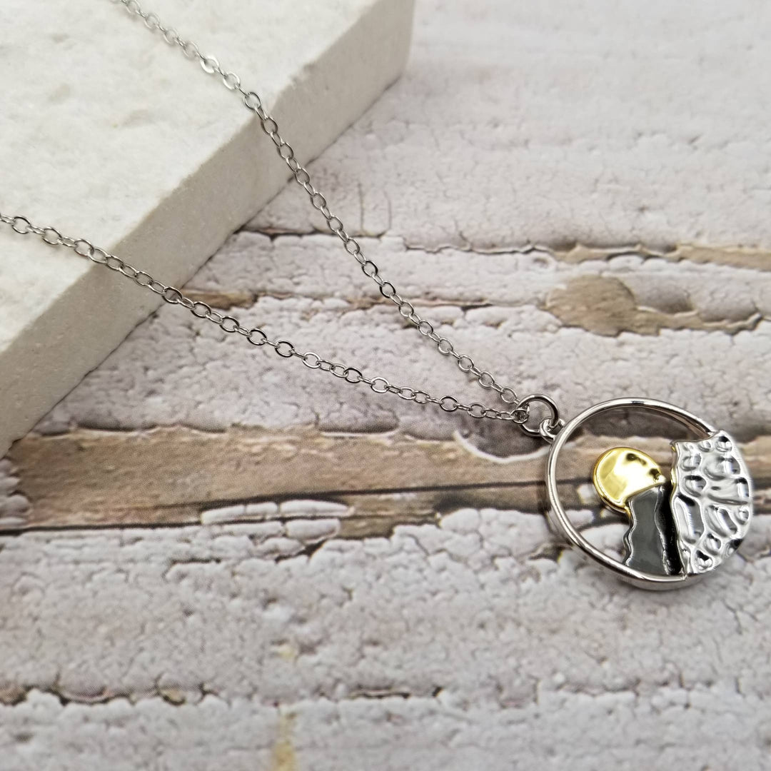 Treasure Wholesale - Silver Mountain Range Pendant Necklace