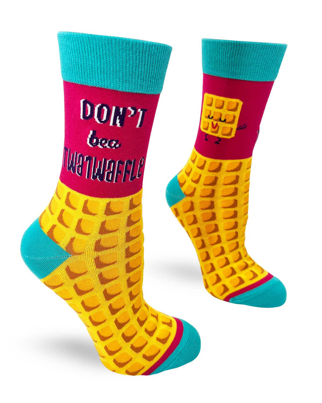 Fabdaz - Funny ladies' crew socks with saying "Don't Be a Twatwaffle"
