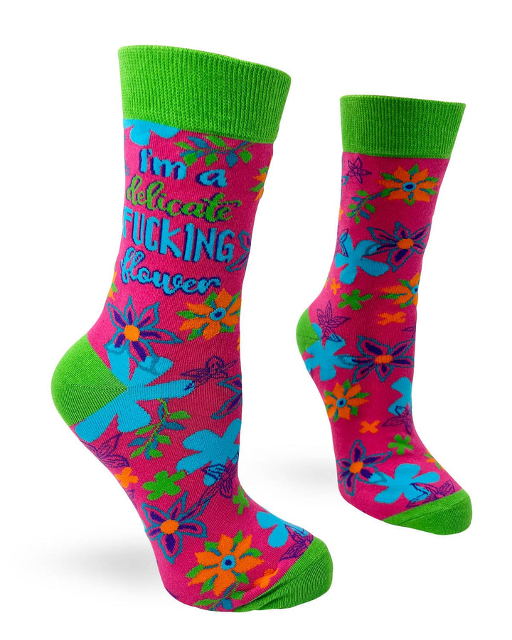 Fabdaz - I'm a Delicate F..king Flower Ladies' Crew Socks