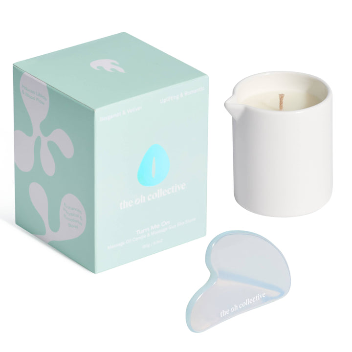 The Oh Collective - Turn Me On | 150ML Massage Candle with Gua Sha Massage Stone