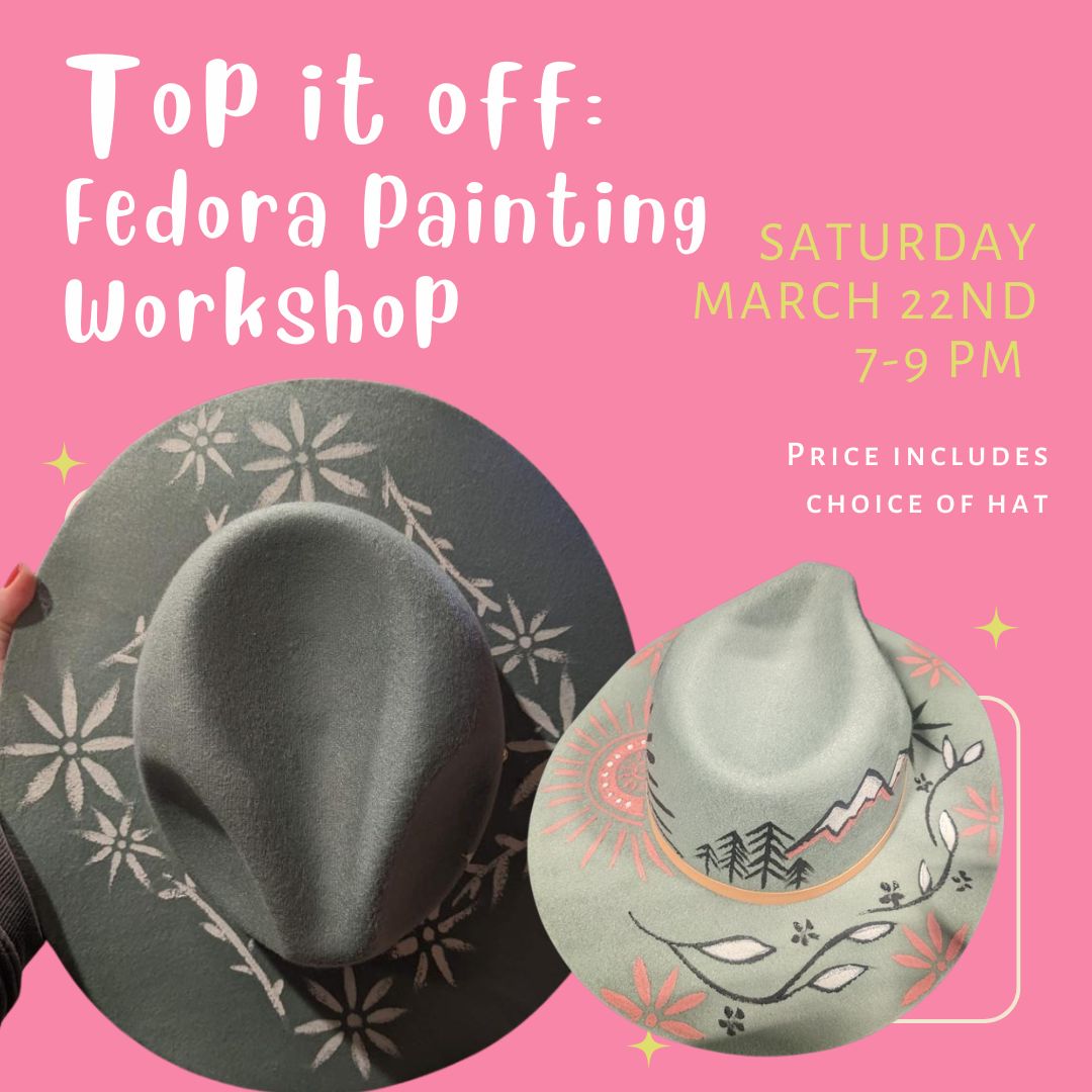 Photo of hand painted fedora hats Event workshop renton Esme and Elodie