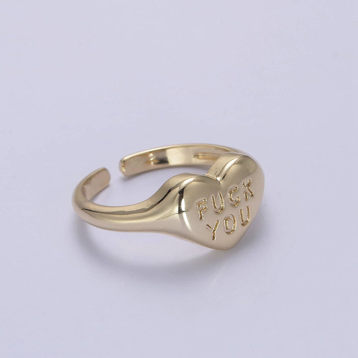 Aim Eternal -  "F You" Gold Heart Signet Ring