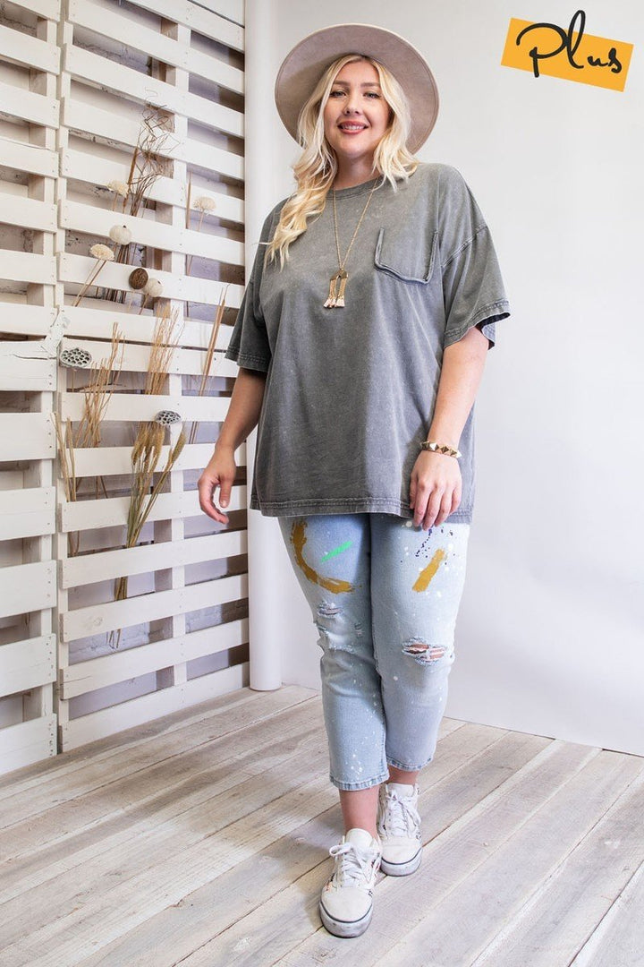 Plus Mineral Washed Cotton Jersey Boxy Tunic